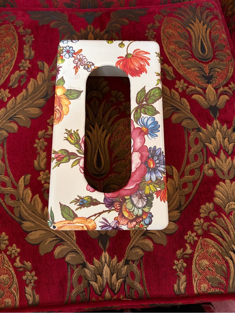 Mackenzie Childs White Flower Market Tissue Box